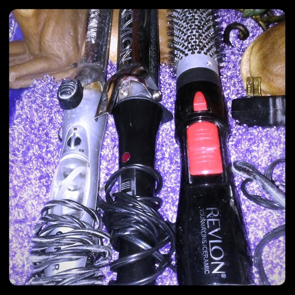 I have a variety of clothes, makeup, hair curlers